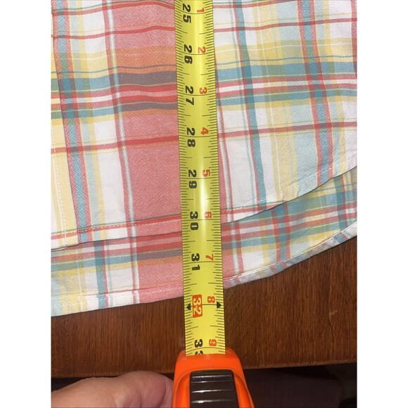 Cinch Men’s Western, Short Sleeve Size, M Button Up Shirt, Peach Plaid NOTE - Picture 5 of 6